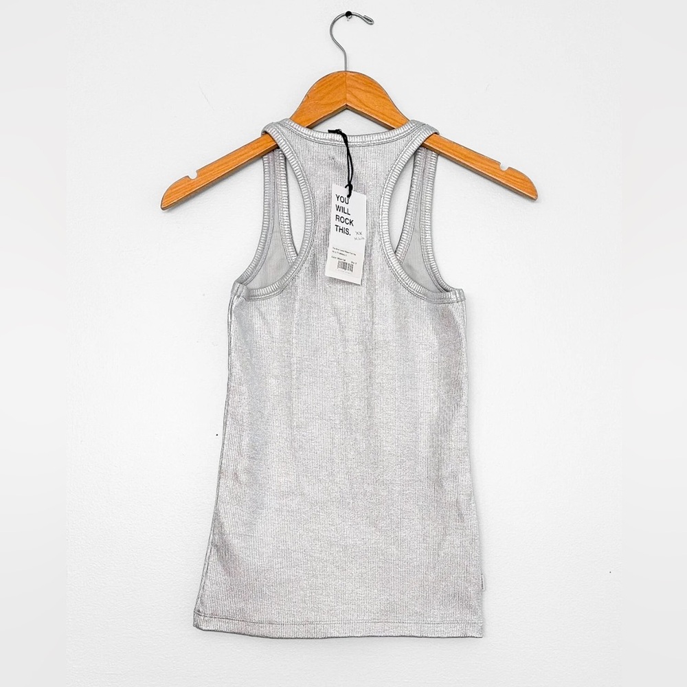 MIKUTA Gray Ribbed Sleeveless Fitted Tank Top small xsmall